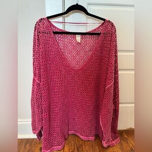 Free People Crochet Knit Sweater